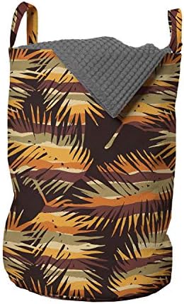 Ambesonne Egzotik Çamaşır Torbası, Yaz Toprak Tonlarından İlham Alan Tropikal Yaprak Savan Yaprakları Art Deco, Çamaşırhaneler