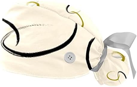 Lüks Doku çalışma Kapağı Düğme ve Ter Bandı, 2 Paket Yeniden Kullanılabilir Cerrahi Cerrahi Şapkalar At Kuyruğu Tutucu,
