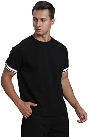 Erkek Spor Seti Yaz Kıyafeti 2 Parça Set Kısa Kollu T Shirt ve Şort Şık Rahat Eşofman Seti pamuk Eşofman