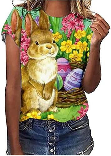 Güz yazlık t Shirt Genç Kız Kısa 1/2 Kollu Pamuklu Grafik Mutlu Hediye Salonu paskalya yumurtası Üst T Shirt Kadınlar