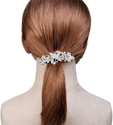 LÜKS aksesuarları Çiçek Temizle Kristal Rhinestones Gelin Düğün Balo Gümüş Ton Moda saç tokası