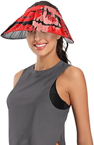 Güneşlik şapka Sevgililer Günü için Kırmızı Ruj Roll-up Katlanabilir Geniş Kenarlı Şapka Üstsüz şapka