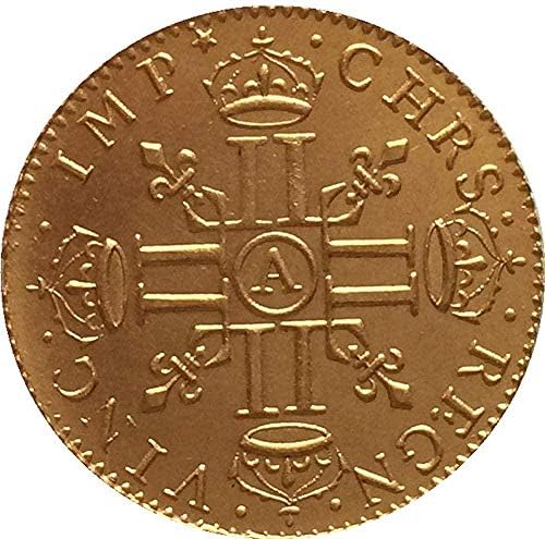 24-K Altın Kaplama 1641 Fransa Louis XIII Paraları Kopya Kopya Onun için Hediye