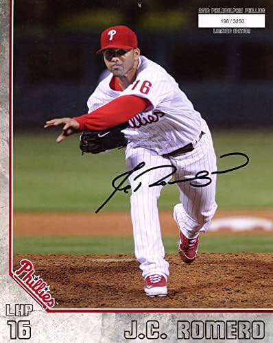 J. C. Romero İmzalı 2010 8x10 Phillies Phan Fotoğrafı - İmzalı MLB Fotoğrafları