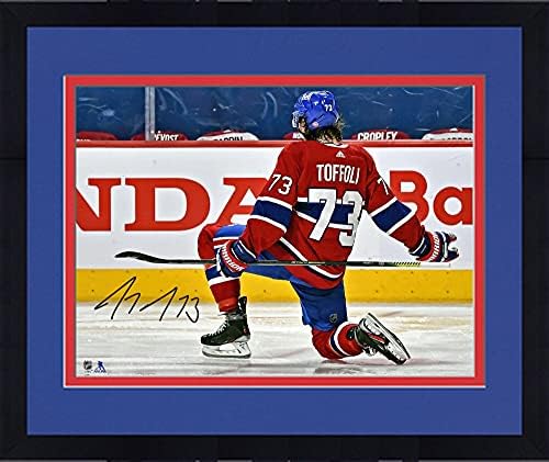 Çerçeveli Tyler Toffoli Montreal Canadiens İmzalı 16 x 20 2. Tur Seri Kazanan Gol Kutlama Fotoğrafı-İmzalı NHL Fotoğrafları