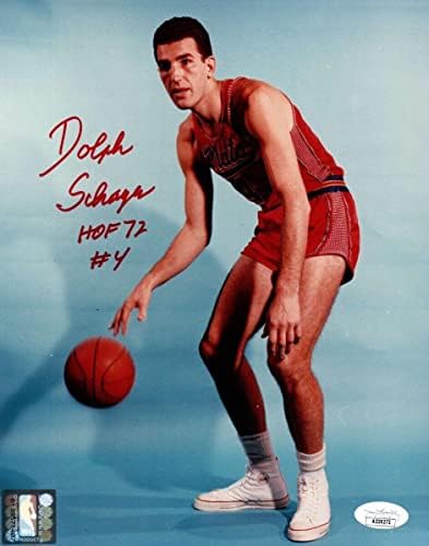 Dolph Shayes İmzalı İmza 8X10 Fotoğraf Syracuse Nationals HOF 72 JSA AD30272 - İmzalı NBA Fotoğrafları