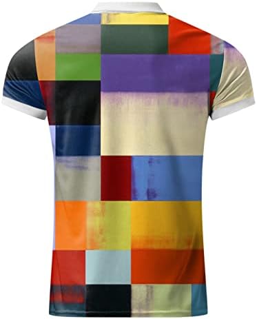 XXBR Erkek Fermuar Polo golf gömlekleri, Yaz Kısa Kollu Colorblock Baskı Grafik Spor Rahat Tenis Üst Gömlek İş için