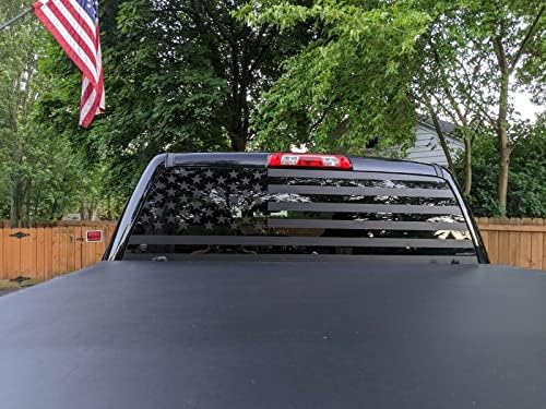 Amerikan Bayrağı Pick-Up Kamyon Arka Cam Çıkartması Herhangi Bir Kamyon! Evrensel ile uyumlu (Renk: Mat Siyah)
