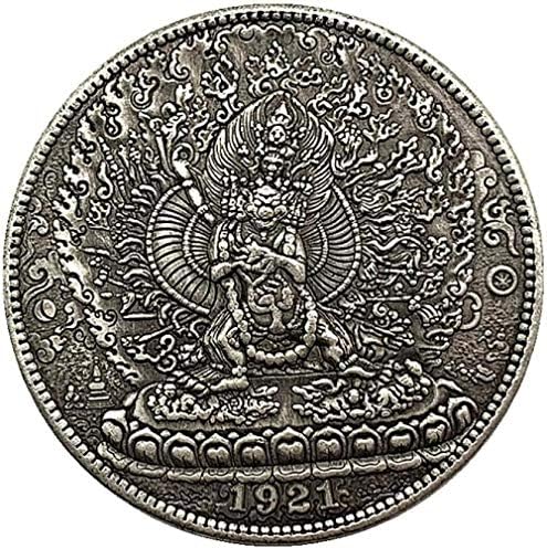 1921 Hint Bodhisattva Antika Bakır ve Gümüş Madalya COPYCollection Hediyeler