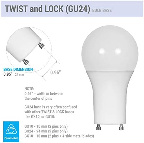 (4 Paket)LED GU24 A19 ampuller 60 Watt Eşdeğer 9.5 Watt Kısılabilir ışıklar Ev için Büküm ve Kilit Tabanı Yerine